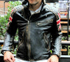 DISTRESSED BROWN QUILTED UK FLAG BIKER MENS MOTORCYCLE LAMBSKIN LEATHER JACKET