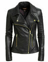 Black Slim Fit Biker Style Moto Real Leather Jacket