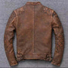 Brown Vintage Distressed Cafe Racer Men’s Biker Motorcycle Real Leather Jacket