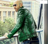 Classic Green Bomber Café Racer Vintage Motorcycle Leather Jacket
