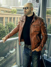 Classic Green Bomber Café Racer Vintage Motorcycle Leather Jacket