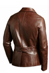 Cafe Racer Biker Motorcycle Blazer Coat Brown Bomber Vintage Leather Jacket
