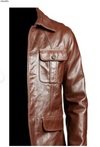 Cafe Racer Biker Motorcycle Blazer Coat Brown Bomber Vintage Leather Jacket
