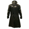 WW2 Runner German Fur Leather Trench Long Coat Blade Belted Black Jacket