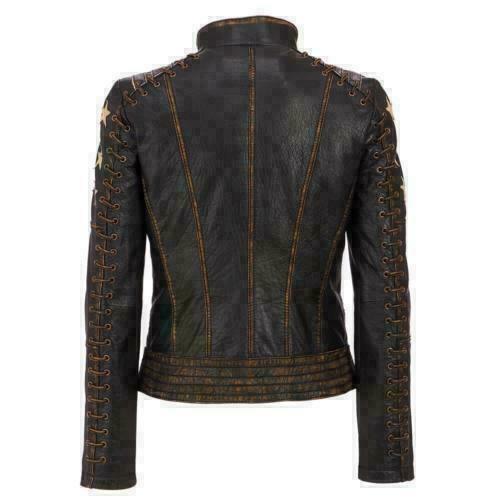 Distressed Brando Brown Biker Bomber Vintage Cafe Racer Leather Jacket