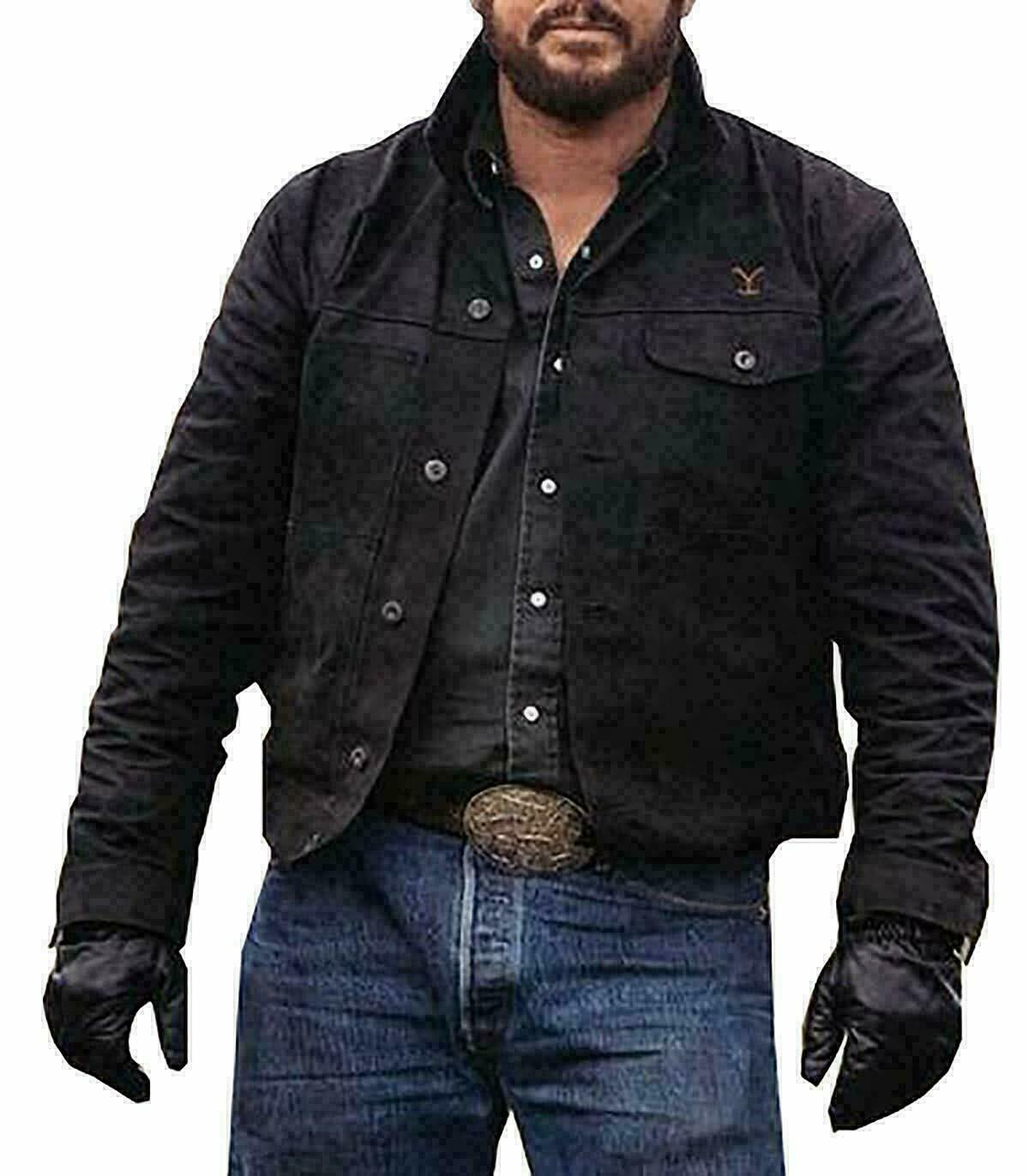 Yellowstone Rip Wheeler Cole Hauser Stylish Cowboy Black Cotton Jacket For Men