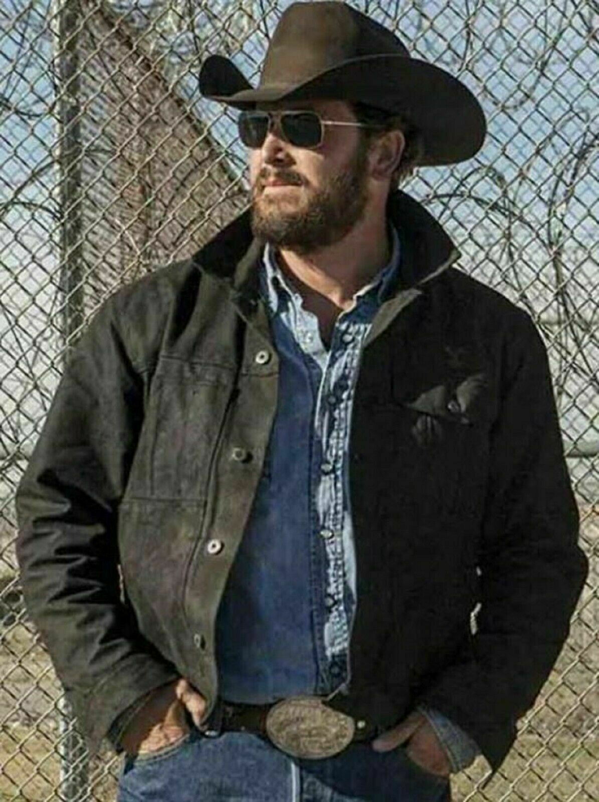 Yellowstone Rip Wheeler Cole Hauser Stylish Cowboy Black Cotton Jacket For Men