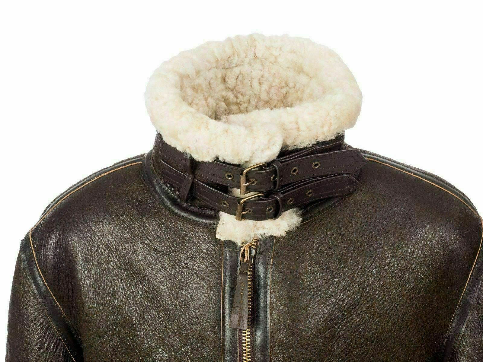 B3 Flight Aviator RAF Bomber Men's Flying Black Fur Real Sheep Leather Jacket