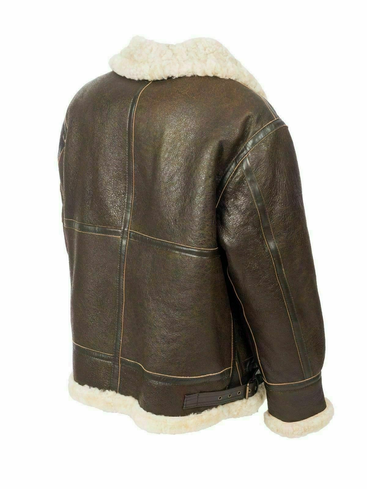 B3 Flight Aviator RAF Bomber Men's Flying Black Fur Real Sheep Leather Jacket