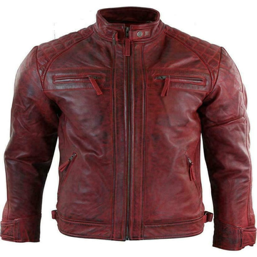 Cafe Racer Retro Vintage Biker Motorcycle Leather Jacket