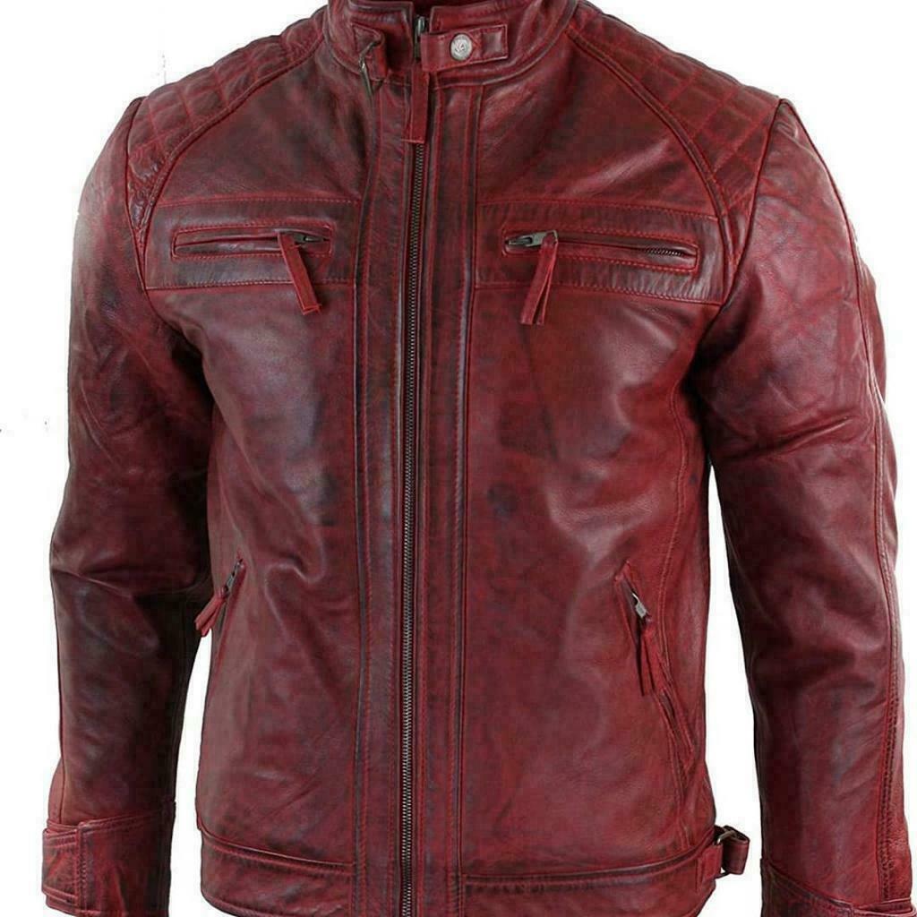 Cafe Racer Retro Vintage Biker Motorcycle Leather Jacket