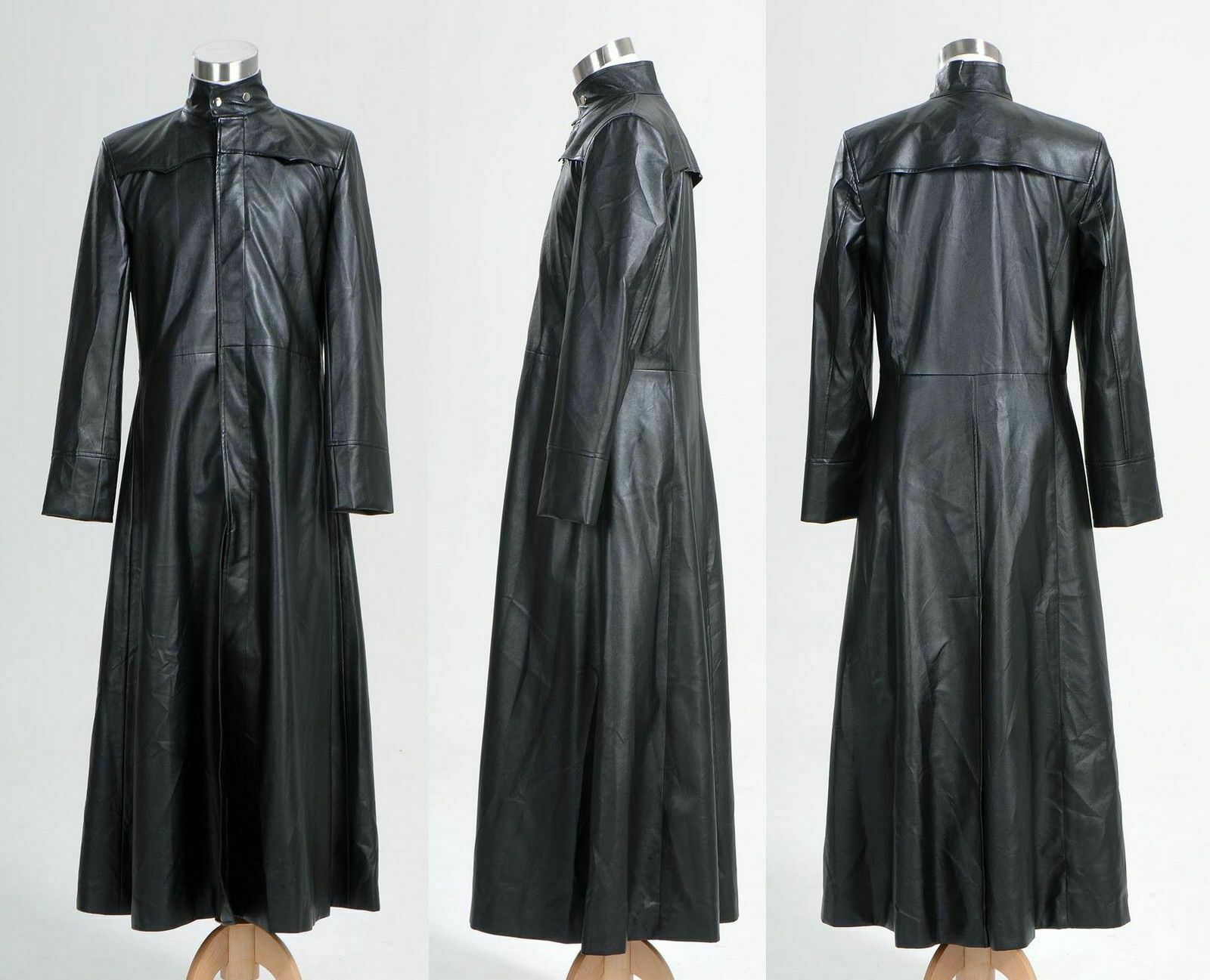 Neo Matrix Keanu Reeves Black SYNTHETIC Leather Trench Coat