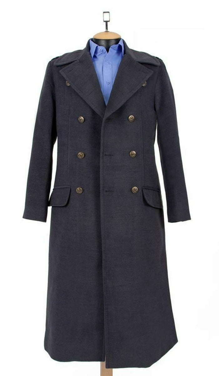 Captain Jack Darkness Grey Woolen Fabric Trench Pea Coat