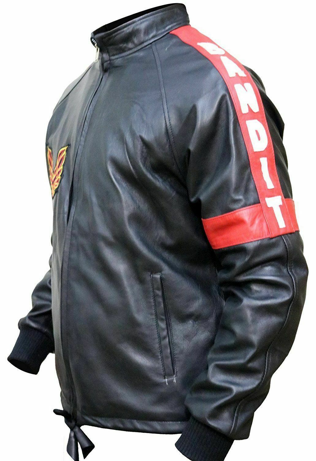 Smokey And the Bandit Burt Reynolds Black Bomber Leather Motorcycle Jacket