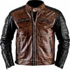 Bomber Cafe Racer Mens Brown Biker Motorcycle Vintage Retro Real Leather Jacket
