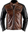 Vintage Motorcycle Biker Cafe Racer Distressed Brown Real Leather Jacket
