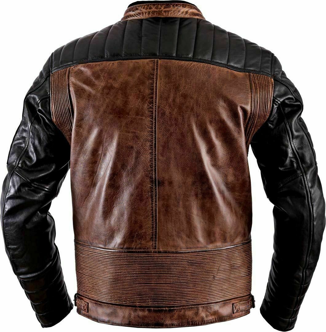 Bomber Cafe Racer Mens Brown Biker Motorcycle Vintage Retro Real Leather Jacket