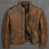 Tan Brown Cafe Racer Vintage Biker Men's Motorcycle Distressed Leather Jacket