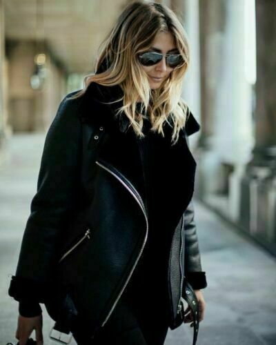 B3 RAF Bomber Black Aviator Flying Fur Shearling Real Leather Jacket Coat