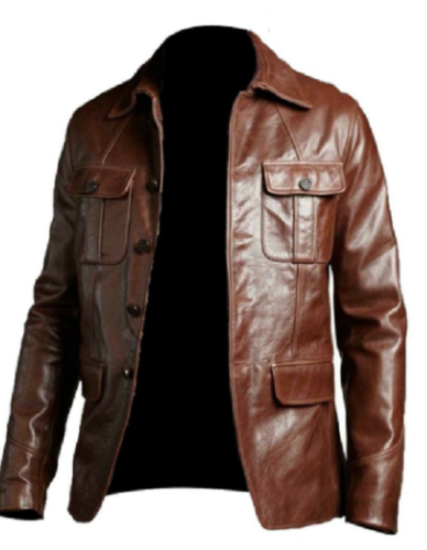 Cafe Racer Biker Motorcycle Blazer Coat Brown Bomber Vintage Leather Jacket