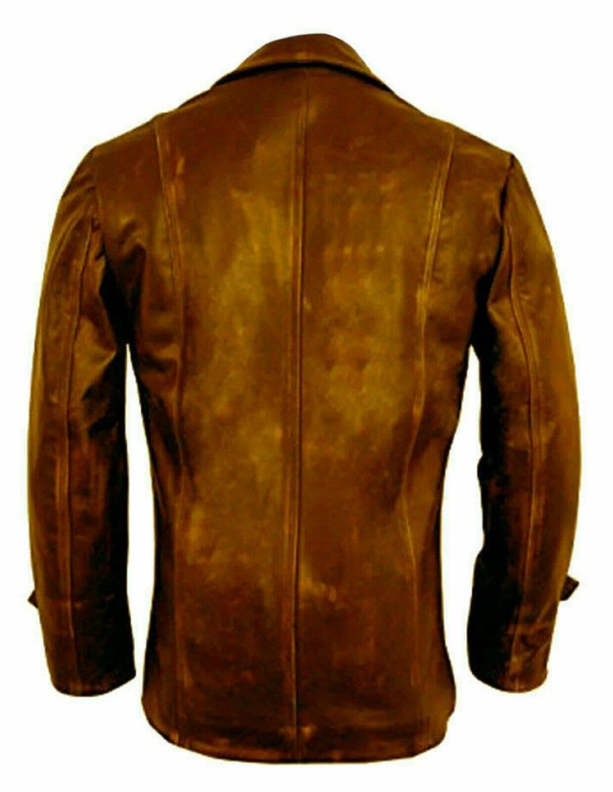 Distress Vintage Real Lambskin Leather Jacket Brown Biker Motorcycle Men's Retro