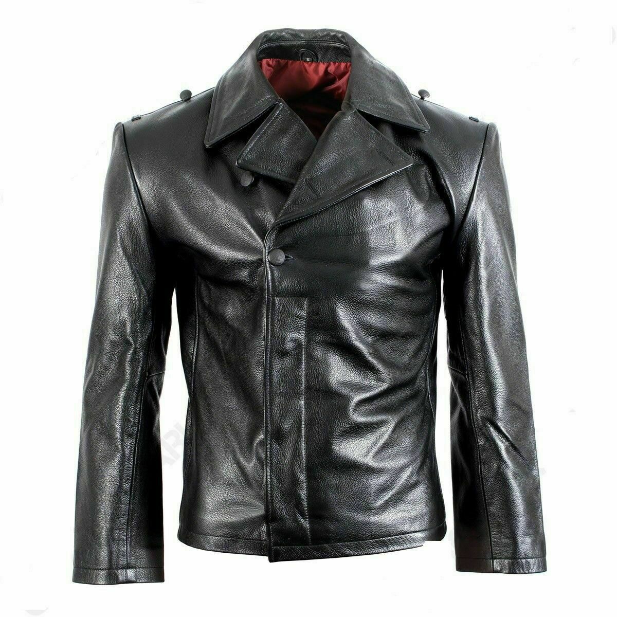 WW2 Repro Black German Leather Jacket