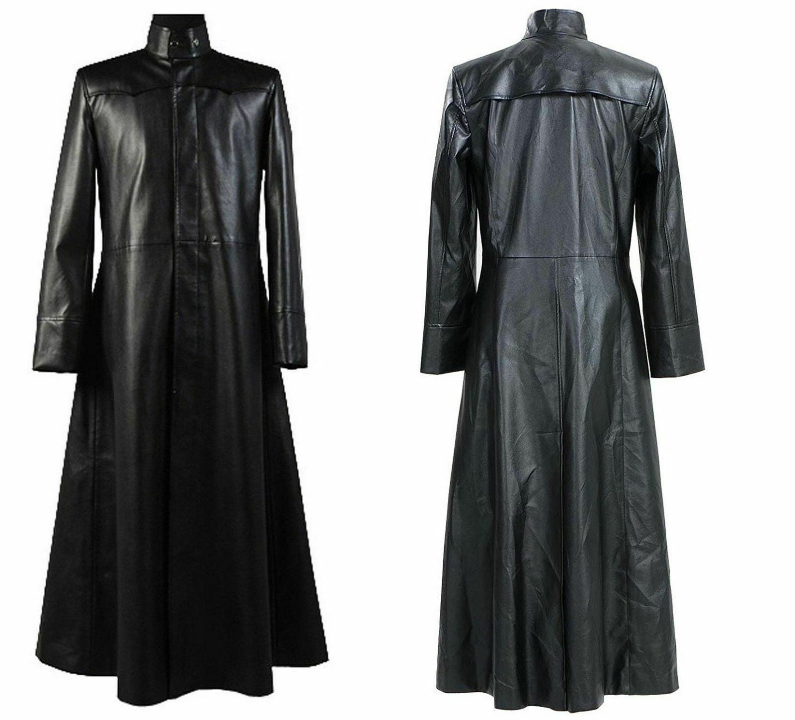 Neo Matrix Keanu Reeves Black SYNTHETIC Leather Trench Coat