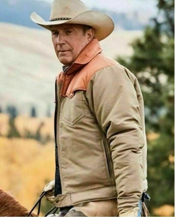 Yellowstone Kevin Costner John  Button Brown Cotton Jacket