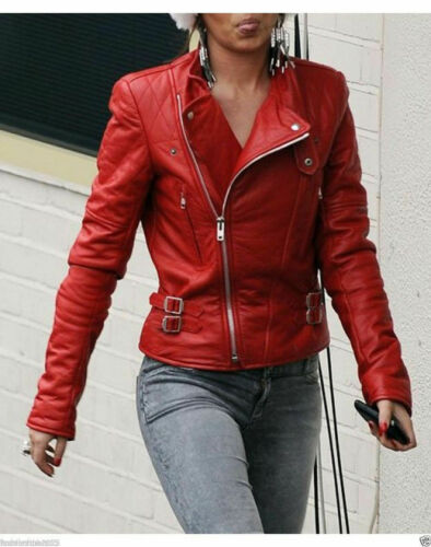 Red Moho Lambskin Real Leather Slim fit Biker Jacket